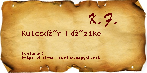 Kulcsár Füzike névjegykártya